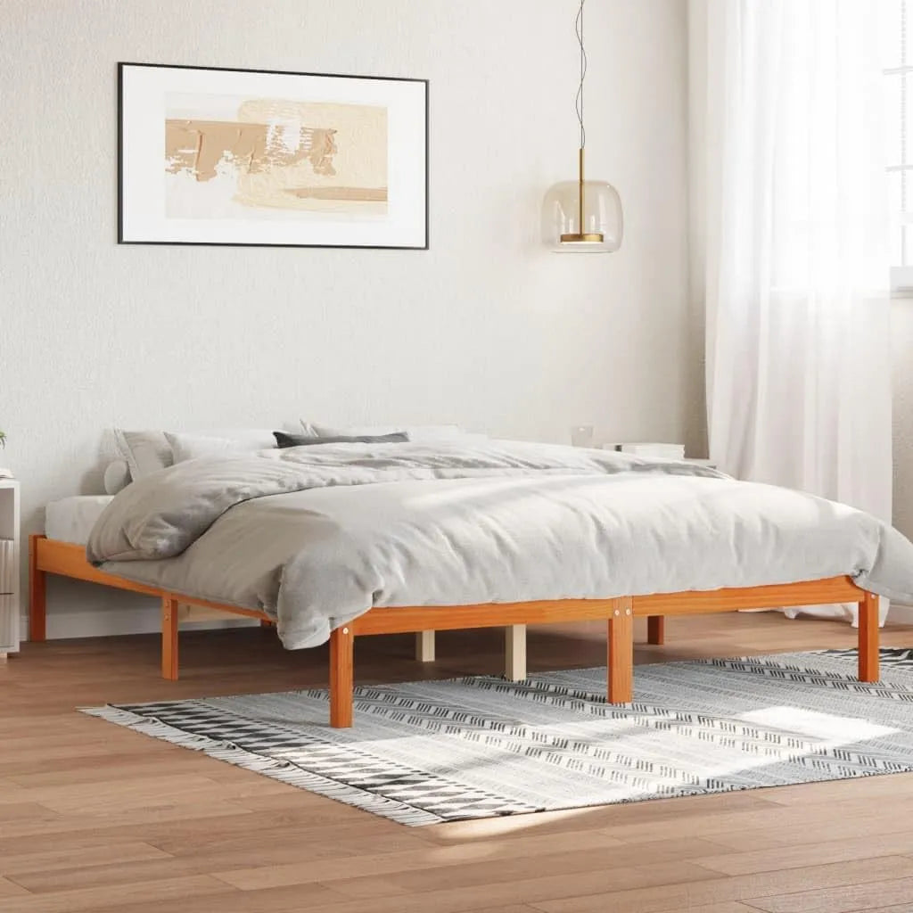 Łóżko z litego drewna bez materaca – z drewna, 160 × 200 cm, tapicerka materiałowa