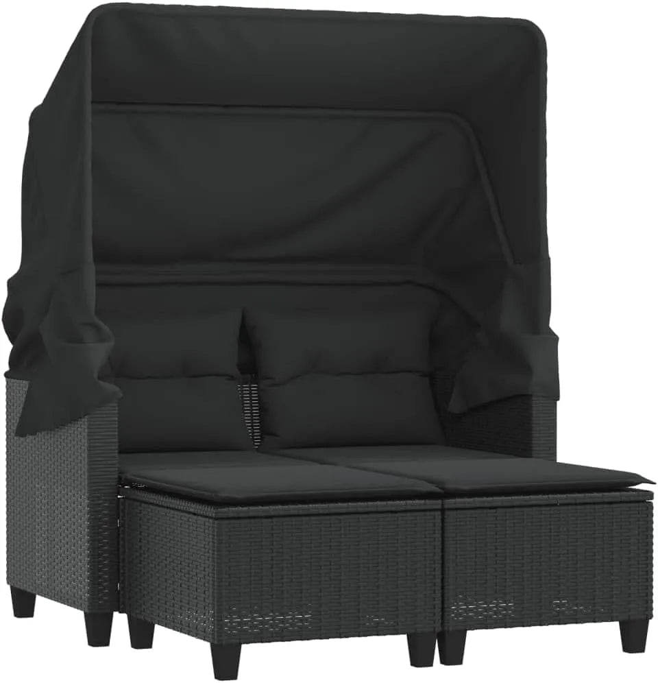 Sofa ogrodowa i sofa wypoczynkowa na taras: z technorattanu, czarny