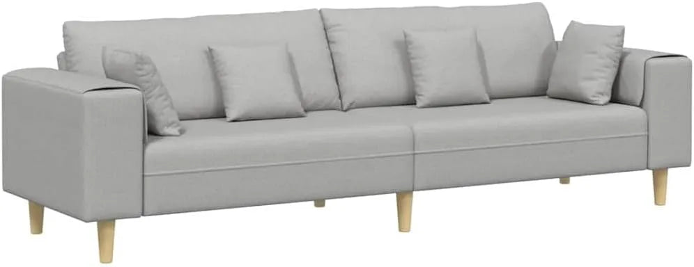 Sofa – z poduszkami, 250 × 77 × 76 cm, szary