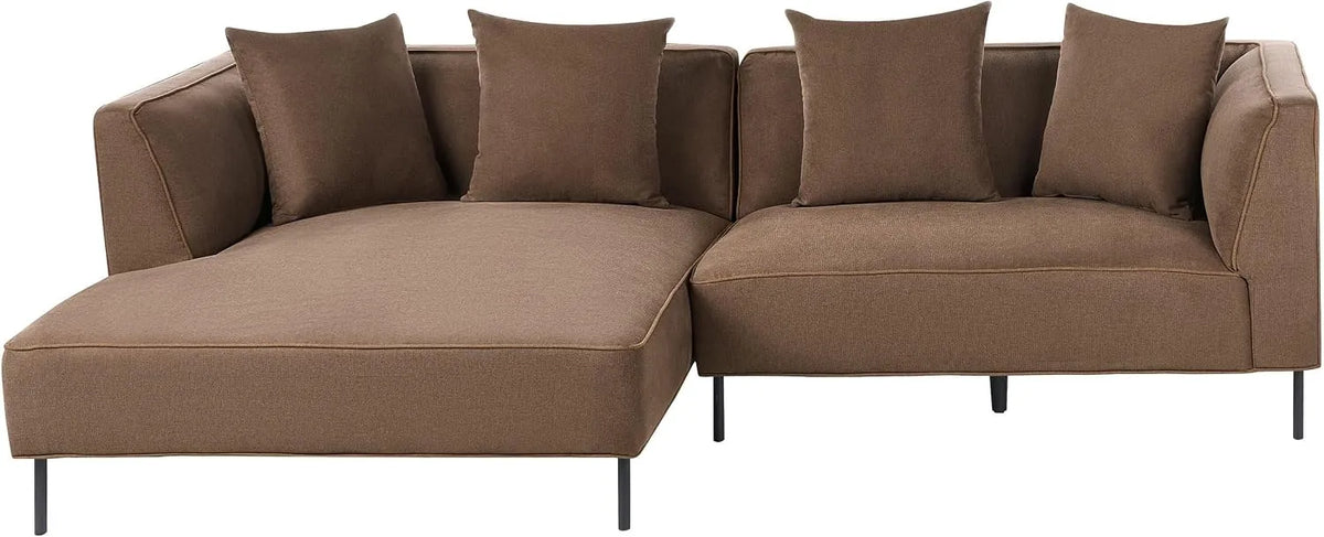 Sofa narożna — z podłokietnikami, brązowy