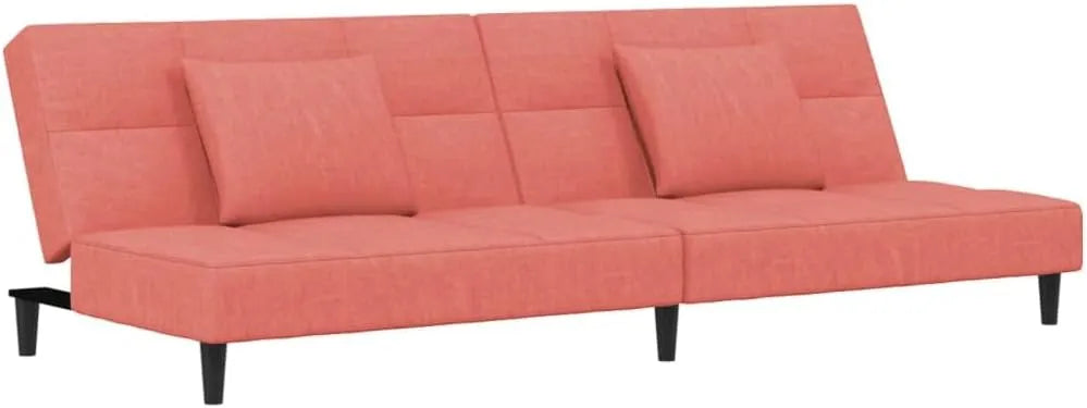 Sofa rozkładana i sofa z funkcją spania — z funkcją spania, z poduszkami, tapicerka aksamitna, 2-osobowych, różowy