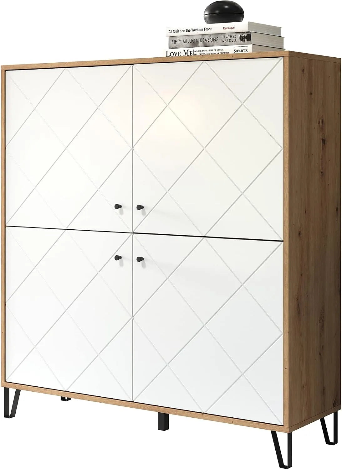 Komoda i szafka do przechowywania — 123 × 136 × 40 cm, biały