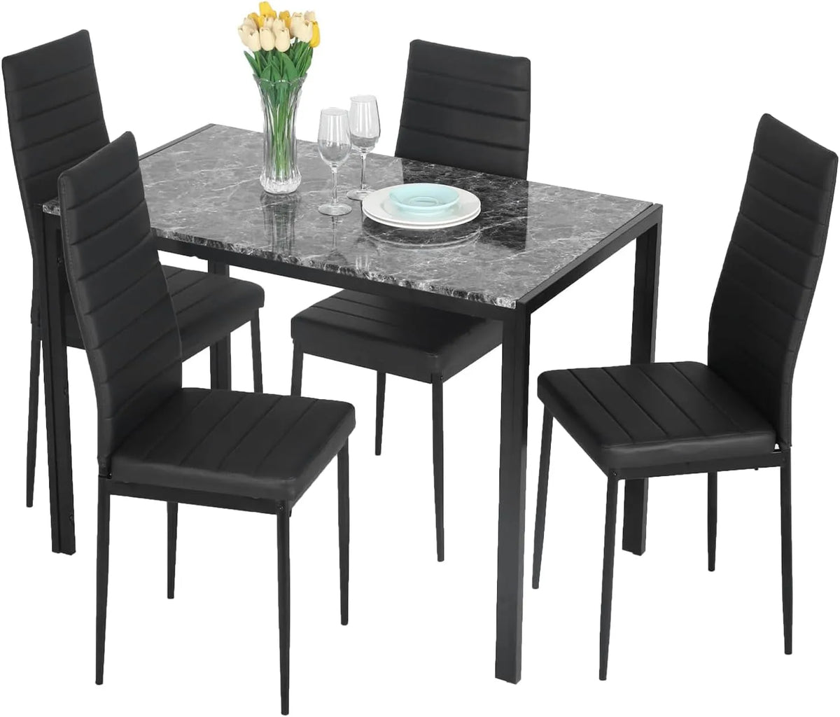 Set Kitchen Table for Small Spaces Dinning Room: z metalu, czarny