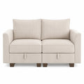 Dwuosobowa sofa tapicerowana sztruks beżowy 150cm