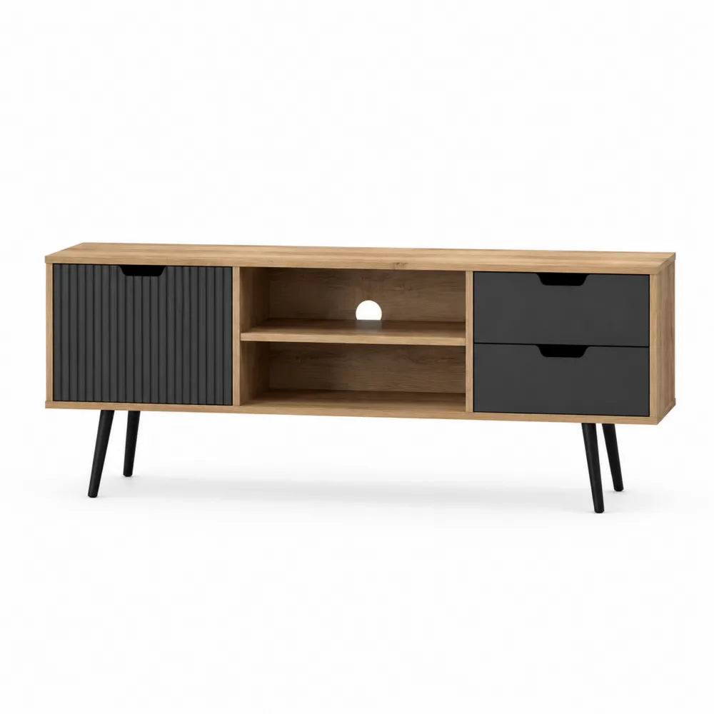 Szafka RTV z płyty MDF 120x40x50 cm dąb/czarny