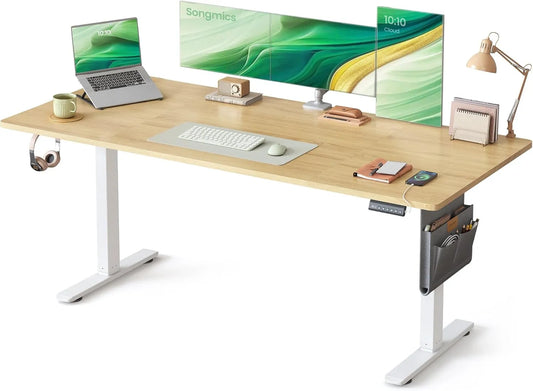 SONGMICS LSD138YA01 Biurko i stół komputerowy — USB-C, z portem USB, do użytku domowego, 180 × 80 cm, złoty