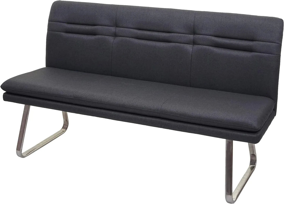 Mendler Ławka HWC-H70: tapicerka materiałowa, ze stali, z oparciem, 160 cm, szary, tapicerka materiałowa