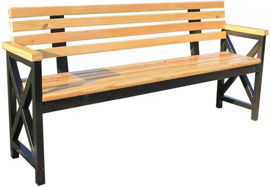 Drewniana Ławka ogrodowa i ławka tarasowa 120 cm z oparciem i podłokietnikami: z drewna, z podłokietnikami, 453 kg, czarny, z litego drewna
