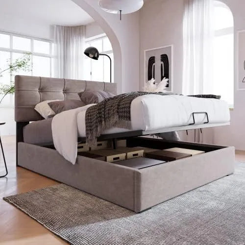 Łóżko tapicerowane i rama łóżka z obiciem: tapicerka aksamitna, regulowana konstrukcja, 90 × 200 cm, z metalu, tapicerka materiałowa