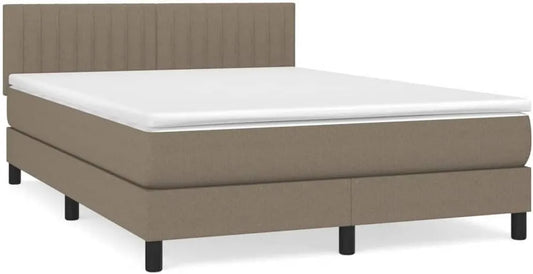Łóżko kontynentalne z materacem w kolorze taupe 140 x 200 — 140 × 200 cm, beżowy