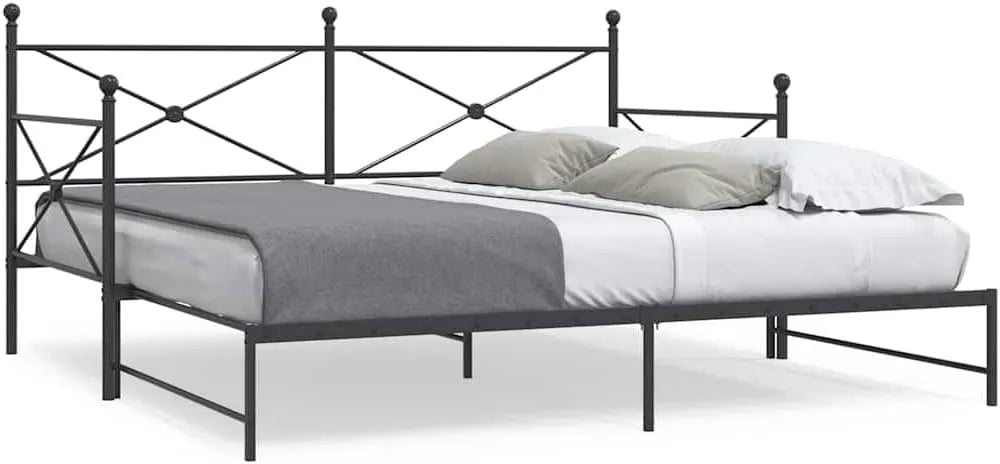 Sofa: 107 × 203 cm, 2 w, czarny, z metalu