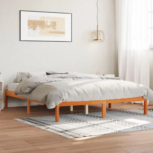 Łóżko z litego drewna bez materaca – z drewna, 160 × 200 cm, tapicerka materiałowa