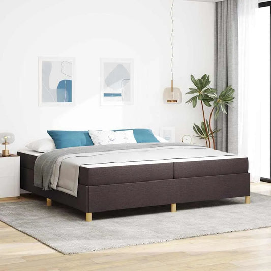 Ciemnobrązowa Rama łóżka i konstrukcja łóżka z materacem – z drewna, 200 × 200 cm