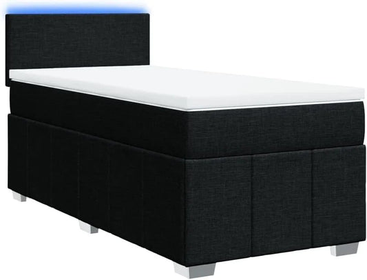 Łóżko kontynentalne z materacem 80 x 200 cm — z portem USB, wyświetlacz LED, 80 × 200 cm, czarny