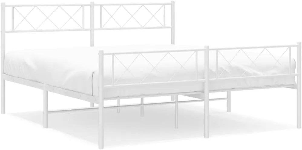 Rama łóżka i konstrukcja łóżka z metalu w kolorze białym: 120 × 200 cm, tapicerka materiałowa