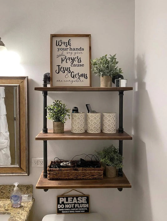 Przemysłowe Regał na książki i regał stojącyy rurowe – DIY, z drewna, styl retro, 3 poziomy, 81 cm