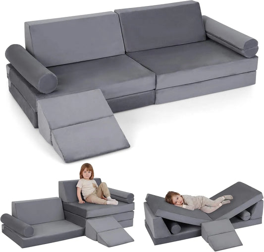 COSTWAY 10-częściowa Sofa — modułowa konstrukcja, z funkcją spania, tapicerka aksamitna, rozkładana konstrukcja
