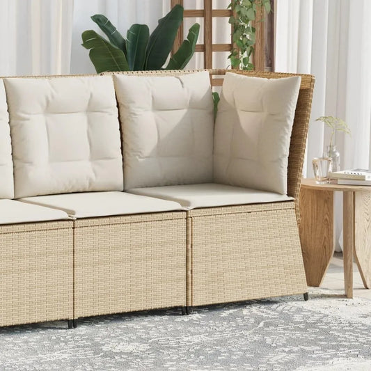 Sofa narożna – modułowa konstrukcja, z poduszkami, z technorattanu, 67 × 67 × 95 cm, beżowy