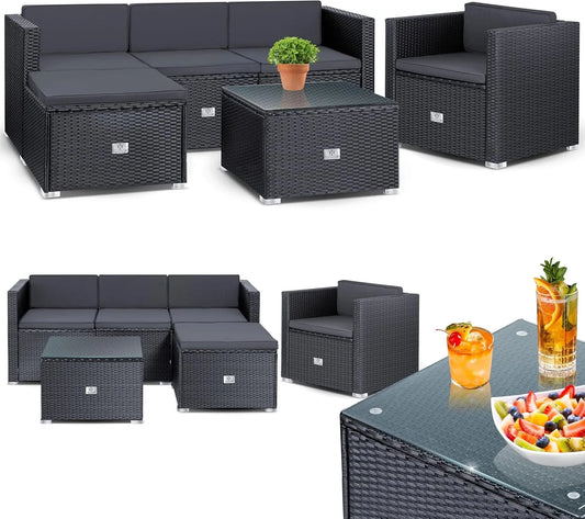 Sofa ogrodowa i sofa wypoczynkowa na taras — z poduszkami, z technorattanu, 3-osobowa