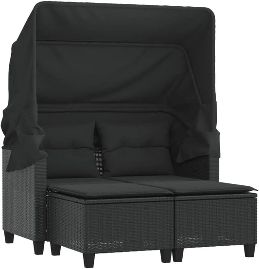 Sofa ogrodowa i sofa wypoczynkowa na taras: z technorattanu, czarny