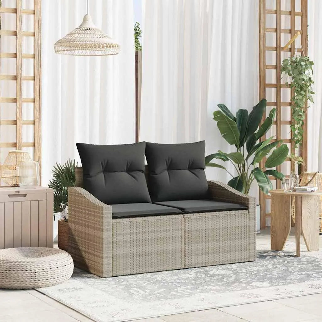 Sofa ogrodowa i sofa wypoczynkowa na taras: modułowa konstrukcja, z poduszkami, odporny na warunki atmosferyczne, z technorattanu, 123 × 62 × 69 cm
