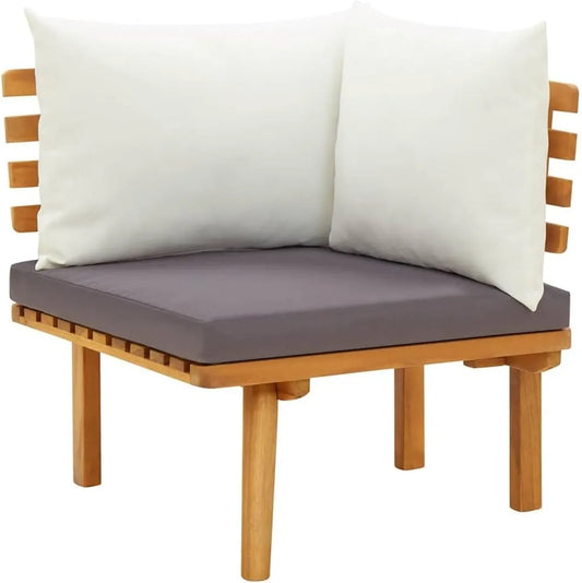Sofa narożna – z drewna, z oparciem, z poduszkami, odporny na warunki atmosferyczne, 65 × 65 × 65 cm, z litego drewna
