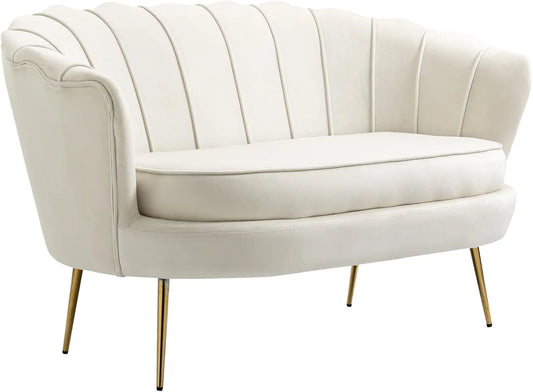 HOMCOM Sofa — z podłokietnikami, z oparciem, tapicerka aksamitna, 2-osobowa, 130 × 77 × 77 cm, biały, z metalu
