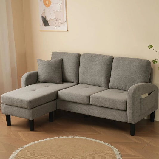 Sofa narożna – modułowa konstrukcja, w kształcie litery L, tapicerka materiałowa, 3-osobowa, 166 × 118 × 77 cm, tapicerka materiałowa