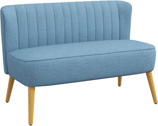 HOMCOM Sofa — z drewna, 2-osobowa, 117 × 56, 5 × 77 cm, 150 kg, niebieski