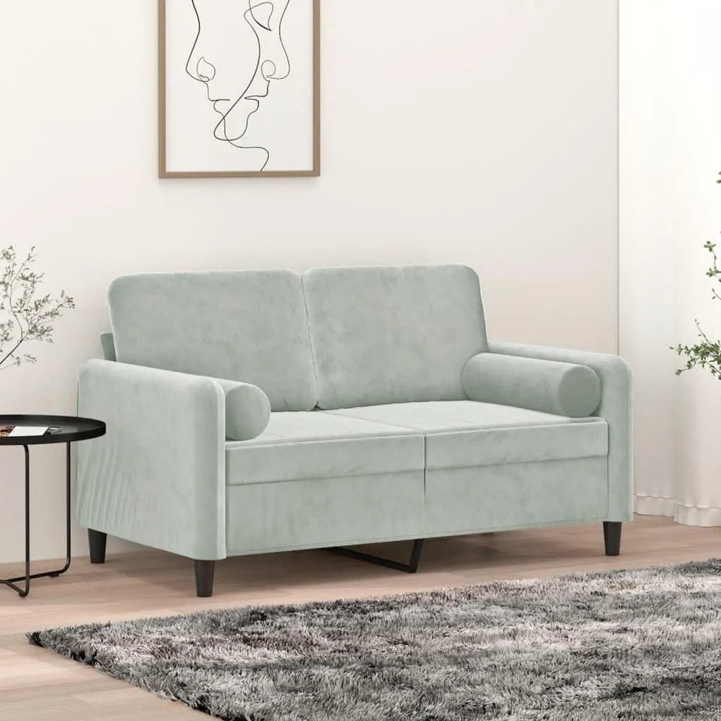 Sofa: z poduszkami, tapicerka aksamitna, 2-osobowa, 120 cm, z metalu
