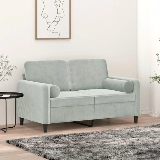 Sofa: z poduszkami, tapicerka aksamitna, 2-osobowa, 120 cm, z metalu