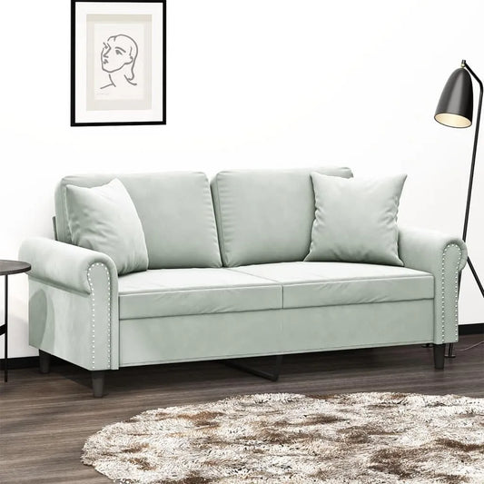 Sofa – z poduszkami, tapicerka aksamitna, 2-osobowa, 140 cm, z metalu, tapicerka materiałowa