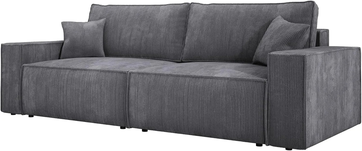 Sofa narożna — ze sztruksu, z funkcją spania, regulowana konstrukcja, 205 × 135 cm