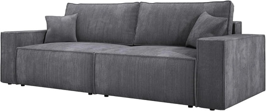 Sofa narożna — ze sztruksu, z funkcją spania, regulowana konstrukcja, 205 × 135 cm