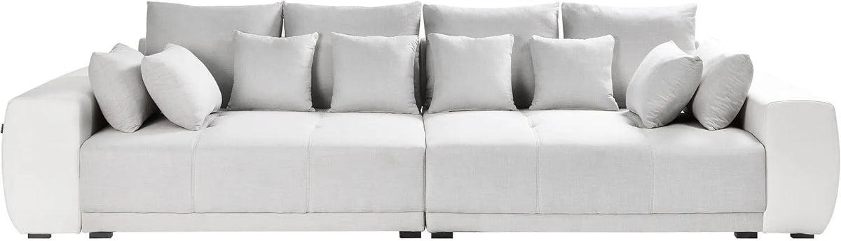 Sofa – 4-osobowa, beżowy, z metalu