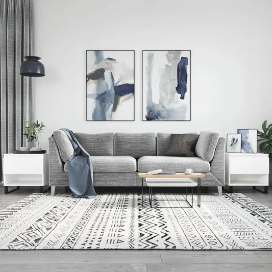 Stolik kawowy i ława do salonu – z drewna, z szufladami, 50 × 46 × 50 cm, biały, z metalu