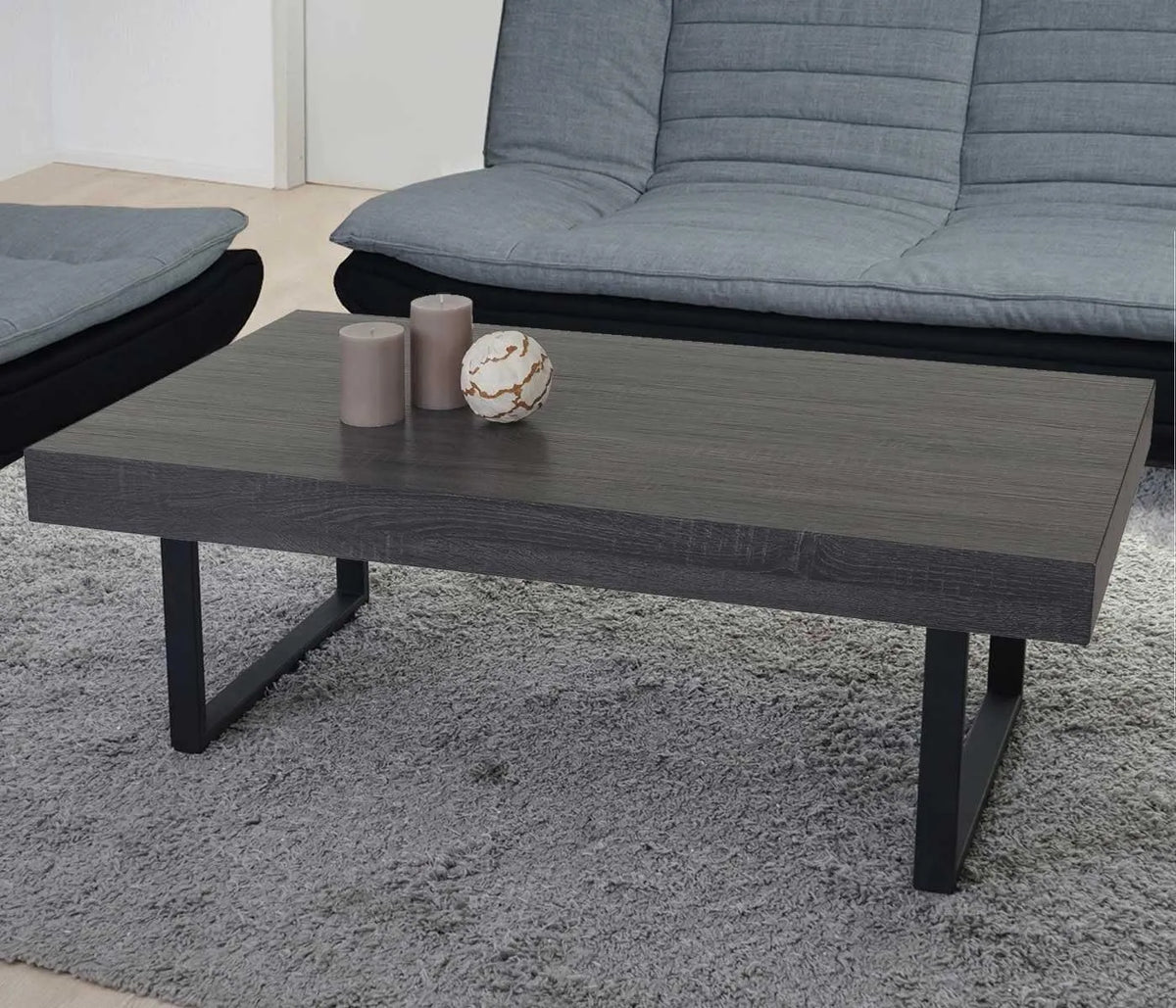 Stolik kawowy i ława do salonu: T576, 40 × 110 × 60 cm, czarny, z metalu