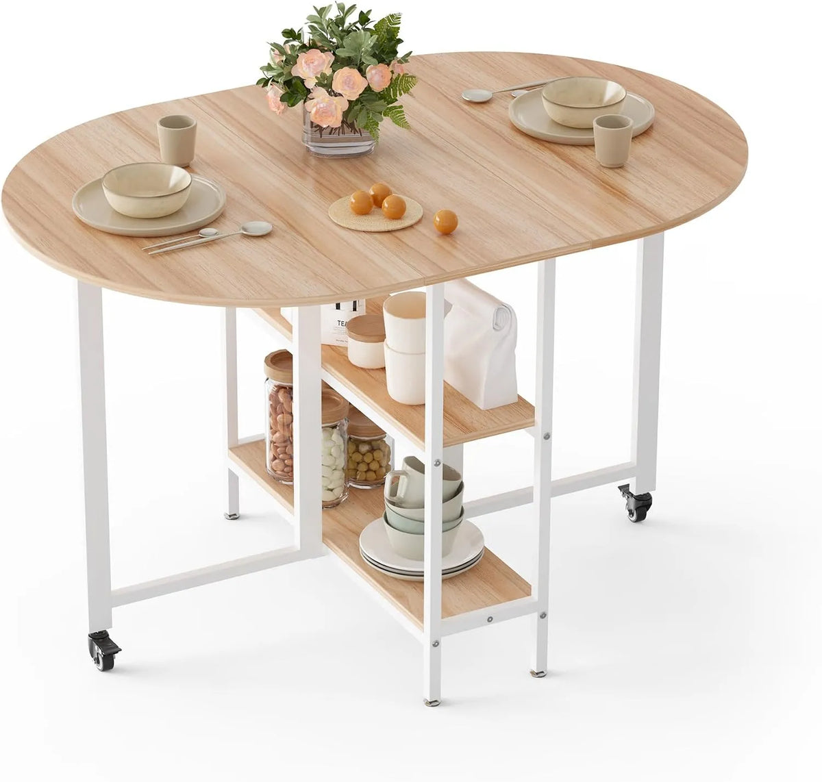 Mondeer Mobilny składany stół do jadalni – składana konstrukcja, 120 × 80 × 75 cm, biały