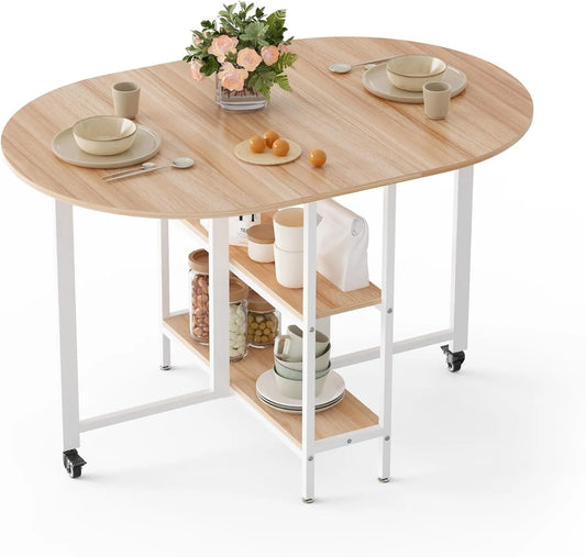 Mondeer Mobilny składany stół do jadalni – składana konstrukcja, 120 × 80 × 75 cm, biały