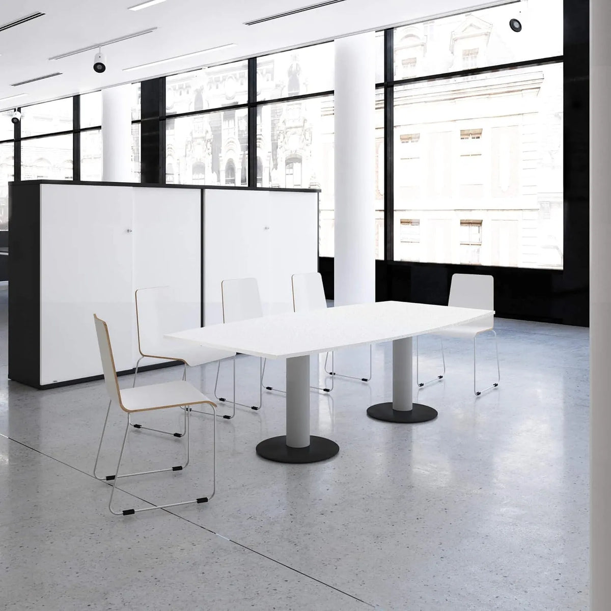 Optima stół konferencyjny w kształcie łódki: 200 × 100 cm, biały
