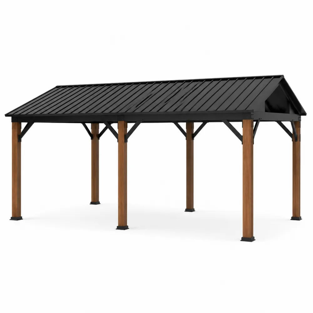 Drewniano-metalowa Altana Ogrodowa 600 cm x 300 cm, Czarny