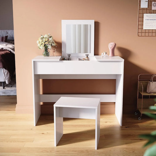 Biurko i stół komputerowy: składana konstrukcja, 100 × 45 × 76 cm, 2 w, biały