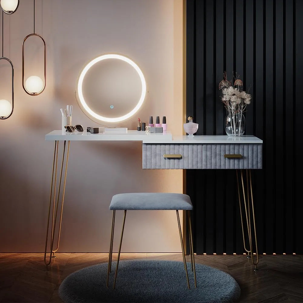 Vicco Stół do toalety 'Zoey' – wyświetlacz LED, 120 cm, szary