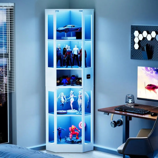 Szklana Witryna i szafka ekspozycyjna narożna ze światłami LED: wyświetlacz LED, 165 cm, 5 mm