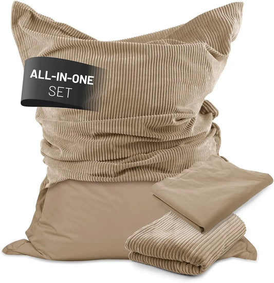 Lumaland Worek do siedzenia Classic XXL All-in-One Set: EPS, ze sztruksu