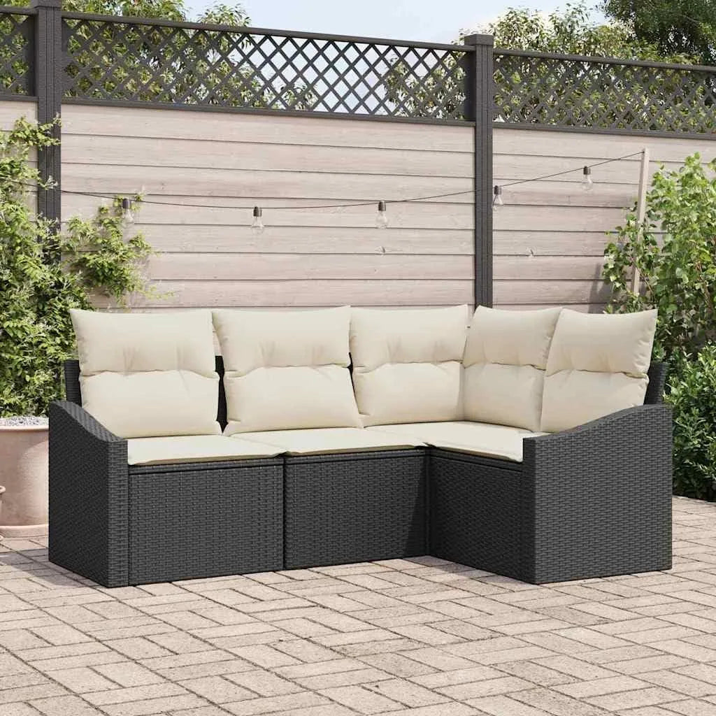 Sofa — modułowa konstrukcja, odporny na warunki atmosferyczne, z technorattanu, czarny