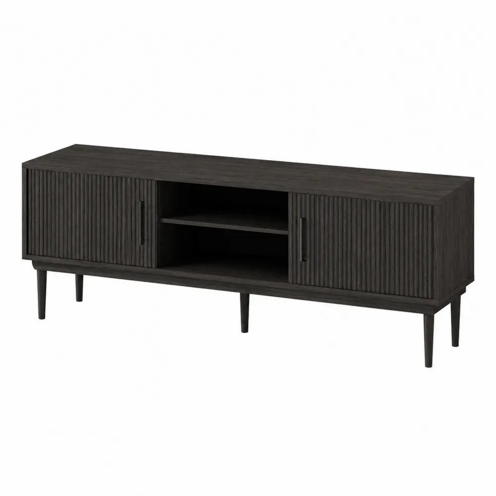Szafka RTV z drewna czarna 150x40x50 cm