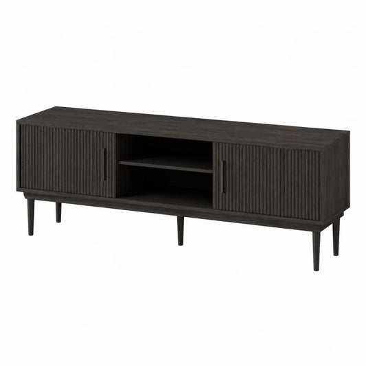Szafka RTV z drewna czarna 150x40x50 cm
