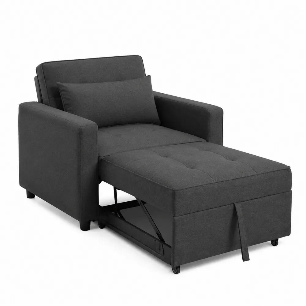 Sofa rozkładana szara materiałowa