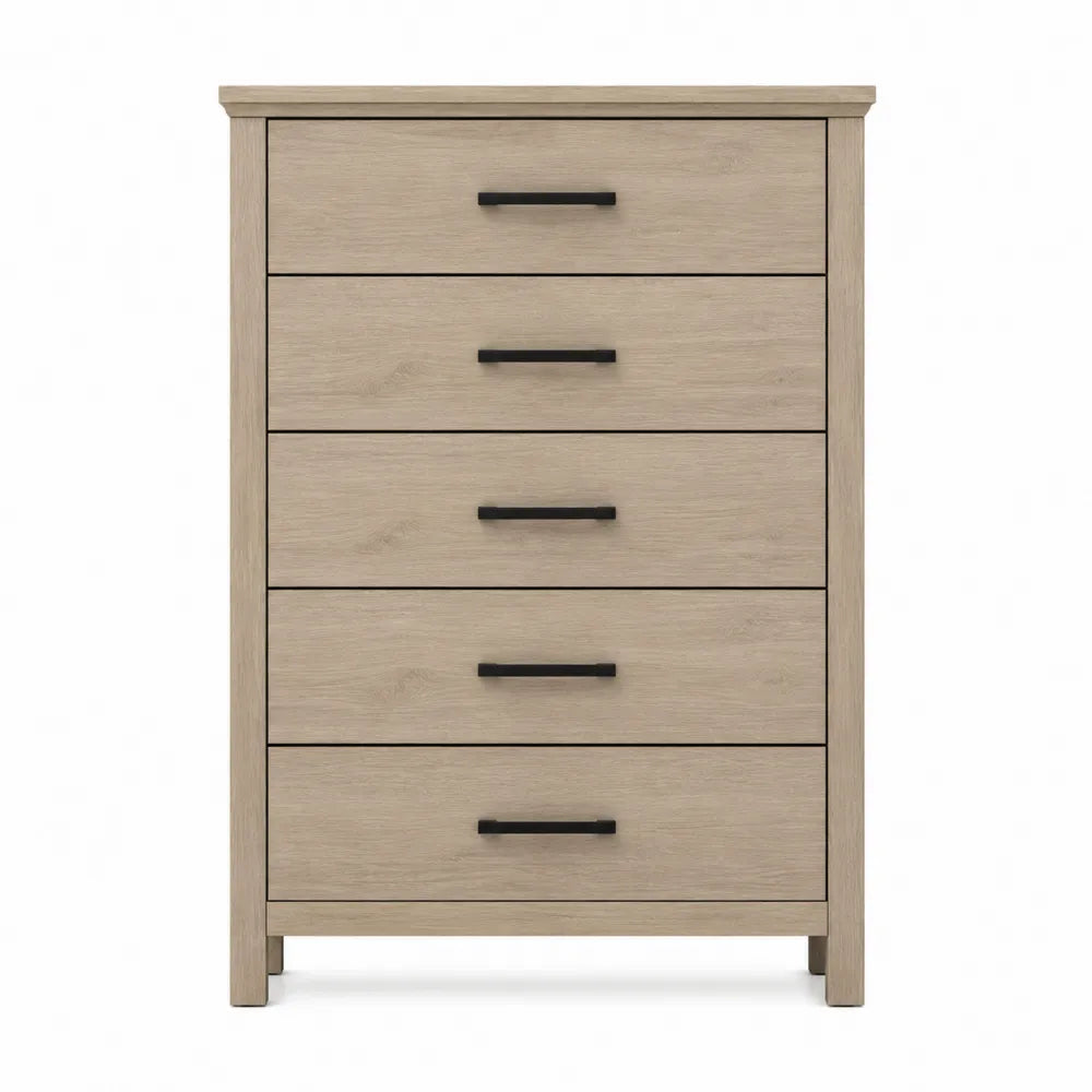 Komoda z 5 szufladami z MDF, dąb, 120 cm